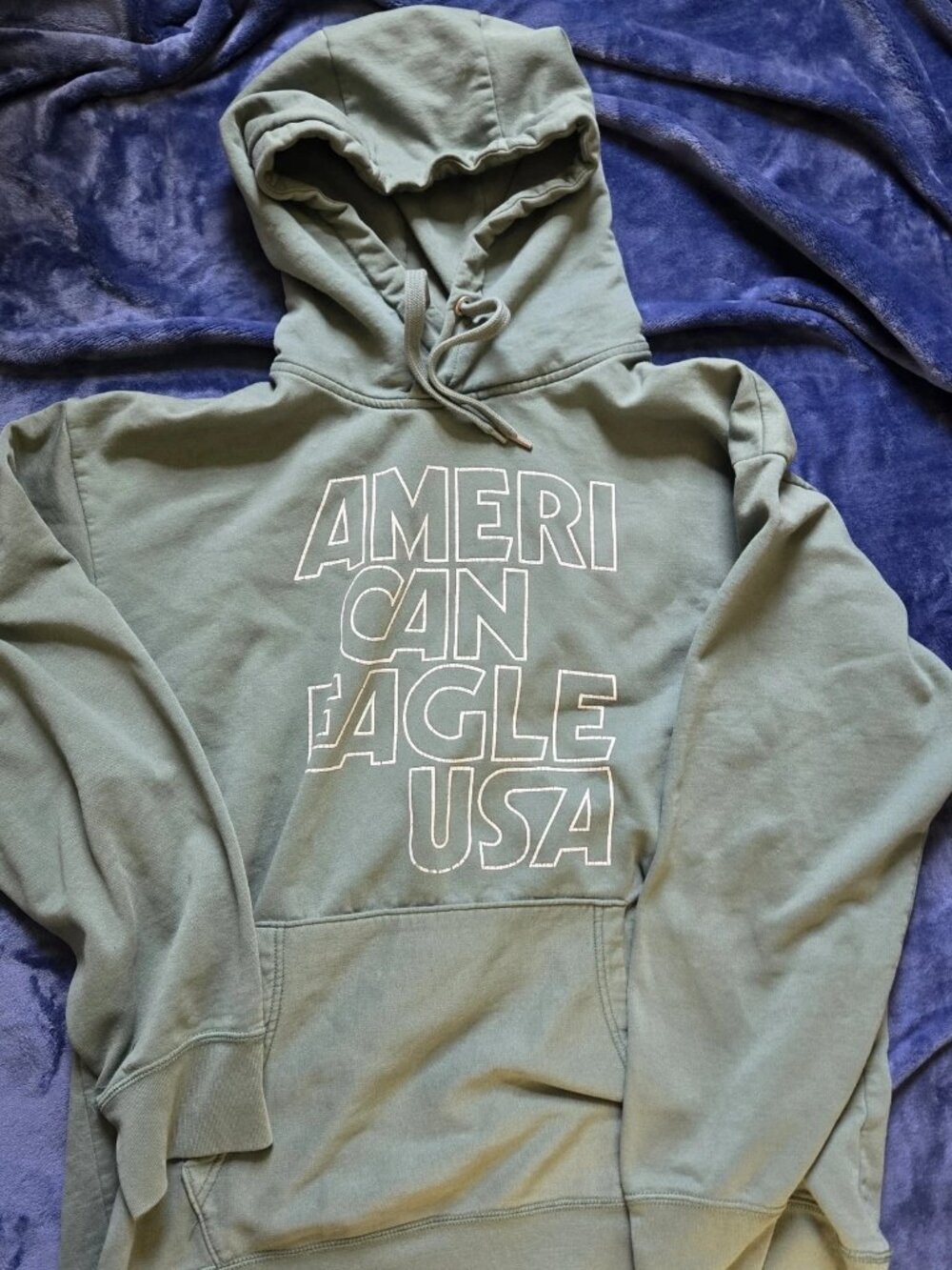 American Eagle USA Green Pullover Hoodie Size Large